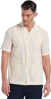 Men's Authentic Cuban Style Four-Pocket Embroidered Short-Sleeve Guayabera Shirt