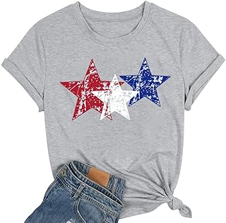 Women American Flag Shirts USA Flag Stars Stripes Graphic Blouse Patriotic Shirt 4th of July T Shirt Summer Tops Tee