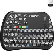 iPazzPort Bluetooth Mini Keyboard with Touchpad, 2.4G Mini Wireless Keyboard and Mouse with IR Learning Support, Cyclic RGB Backlit, Rechargeable for PC, Smart TV, Laptop, Android TV Box Type-C