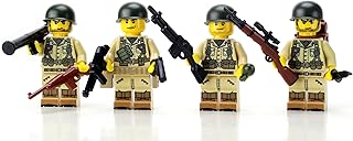 1.6 Inches Tall Collectible US Army WW2 Tan Soldiers Complete Squad Collectible Minifigures | Genuine Military Minifig | Printed in the USA | Great Gift for Teen to Adult AFOL