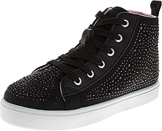 Hightop Sneakers Sparkly Glitter Lace Up Non Slip - Kids Casual Fashion High Top Shoes (Sizes: 11-13 Little Kid / 1-4 Big Kid)