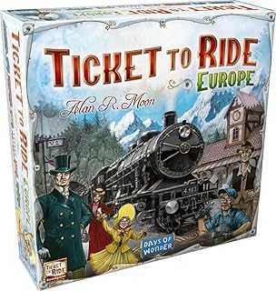 Asmodee Ticket to Ride Europe Board Game - Embark on a Railway Adventure Across The Continent! Fun Family Strategy Game for Kids & Adults, Ages 8+, 2-5 Players, 30-60 Min Playtime