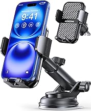 3-in-1 Car Phone Holder [122+LBS Strongest Suction & Stable Clamp Arm] 360° Adjustable Car Phone Mount, Cell Phone Holders for Your Car for Dashboard Vent, All Smartphones & Car Models