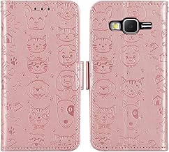 Compatible with Samsung Galaxy Grand Prime J2 Prime Wallet Case Wrist Strap Lanyard Leather Flip Card Holder Stand Cell Accessories Folio Phone Cover for Glaxay 2 2J Plus Women Men Rose Gold