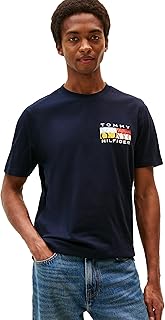 Men's Short Sleeve Cotton Graphic T-Shirts with Printed Color Flag Logo