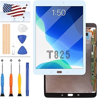 for Samsung Galaxy Tab S3 9.7 T820 T825 LCD Screen Replacement SM-T820 SM-T825 SM-T825Y LCD Display Touch Panel Digitizer Full Glass Assembly Repair Parts Kit with Free Tools (White)