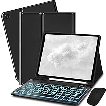 Keyboard Case for Samsung Galaxy Tab S6 Lite 10.4 inch - 7 Colors Backlit Keyboard Cover and Mouse (Black)