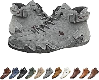Italian Handmade Suede High Boots, Beck Shoes Men Outdoor Waterproof Non-Slip Breathable Lightweight Casual Sneakers, for Hiking & Driving All Season High Top Chukka Boots (Color : Grey, Size : US 9