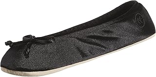 Women's Classic Stretch Satin Ballerina Slippers with Satin and Sequin Bow Tie