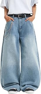 Mens Streetwear Hip Hop Baggy Jeans Wide Leg Skater Denim Pants Loose Long Trousers