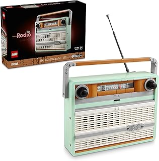 Icons Retro Radio Building Set for Adults - Home Decor for Bedroom or Desk with Vintage Aesthetic, Sound Effects, & Smart Phone Integration - Birthday Gifts for Men & Women - 10334
