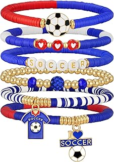 doubgood 2026 World Soccer Cup Soccer Bracelets for Women Men, Stackable Soccer Jewelry Game Day Fan Accessories Gifts for USA Mexico Argentina Soccer Fans