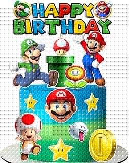 Super Bros Cake Topper for Birthday Party, Fun Kid's Party Cupcake Decoration, Super Brother Birthday Party Supplies