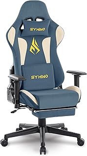 Symino Gaming Chair with Footrest, 2D Armrests Up/Down & Left/Right, Suede Fabric Ergonomic Office Chair, 150° Recline Computer Chair for Desk