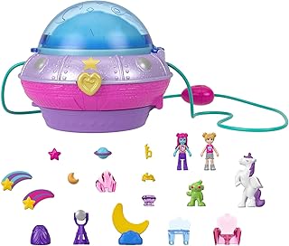 Dolls and Accessories, Compact with 2 Micro Dolls, 15 Toy Pieces and 1 Fashion Piece, Double Play Space