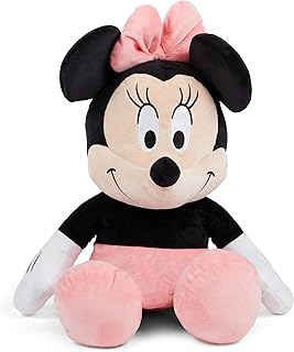 Disney Official Minnie Mouse Soft Toy for Kids, Cuddly Character with Fuzzy Texture and Embroidered Details, Flexible Ears, Plushy Suitable for All Ages, Measures 17 Inches (12 inches Sitting)