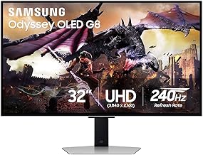 32" Odyssey OLED G8 (G80SD) Series 4K UHD Smart Gaming Monitor w QD-OLED, 240Hz 0.03ms, G-Sync Compatible, Glare-Free Display, Sleek Metal Design, LS32DG800SNXZA, 3 Yr Warranty