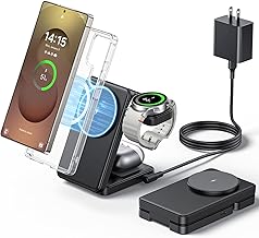 3 in 1 Magnetic Foldable Wireless Charger for Samsung, Fast Mag-Safe Charging Station for Galaxy S26 S25 S24 Ultra Plus/Z Fold/Z Flip 7/6/5, Charger Stand for Galaxy Watch Ultra /8/7/6/5/Pro, for Buds