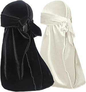 Velvet Durag for Men Velvet Dorag for Waves 2 Pieces Due Rag for Men Women