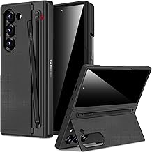 Miimall for Samsung Galaxy Z Fold 5 Case with S Pen Holder, Privacy Screen Protector & Kickstand Cover, Military Grade Drop Protection Shockproof Phone Case for Z Fold 5, Matte Black