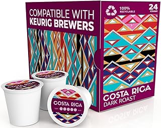 Coffee Pods – Dark Roast, Single-Origin Costa Rica, 24 Count – Compatible with Keurig K-Cup Brewers – 100% Recyclable, Premium Arabica Coffee
