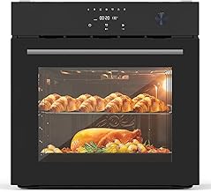 24 Inch Electric Single Wall Oven with 8 Cooking Modes, 2.5 Cu.ft. Built-in Electric Ovens, Screen Touch Control, 3000W Stainless Steel Convection Oven, Black