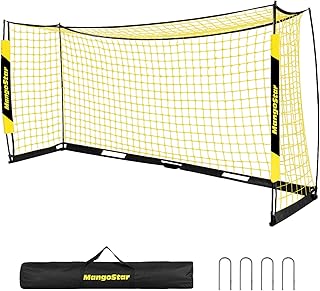 MangoStar Soccer Goal, 12X6 FT Soccer Goal for Backyard Portable Net Collapsible Metal Base, Quick Set Up Soccer Net for Indoor Outdoor Practice Training with Carry Bag
