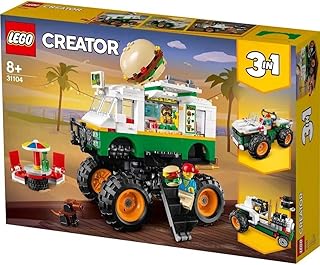 Creator 3in1 Monster Burger Truck 31104 Building Kit, Cool Buildable Toy for Kids (499 Pieces)