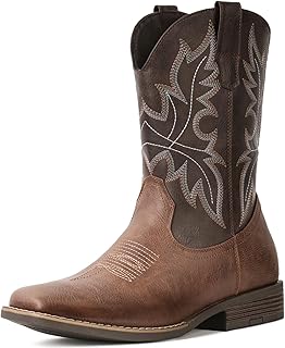 Cowboy Boots for Men Western Boots Square Toe Slip on Embroidered arch support Boot Fashionable Pull On for Spring Fall