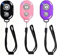 Cellphone Remote Shutter for Smartphones and Tablets, AOQIYUE Wireless Camera Remote Control Compatible with iPhone/Android Cellphone Wrist Strap Included (Black-Pink-Purple)