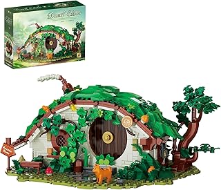 Dwarf Cabin Building Block Set 1088 Pcs Fantasy Halfling Village Architecture Model Kit for Adults & Teens Movie Magic Hole Home Office Desk Decor Display Gift