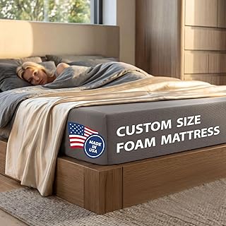 Custom Size Foam Mattress & Topper-100% Organic or Water-Resistant Cover-Firm, Medium or Plush Feel W/Optional Gel Memory Foam for Camper, Trailer Bed, Home & DIY Projects,Made in USA