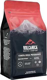 Costa Rica Peaberry Coffee, Whole Bean, Medium Roast, Fresh Roasted, 16-ounce