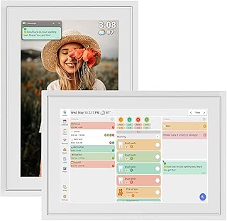 Digital Calendar with Touch Screen - 10.1 Inch Wall-mounted Smart Electronic Planner with Third-Party Calendar Sync, Chore Tracker, Meal Plan & Photo Display, Gifs for Mom
