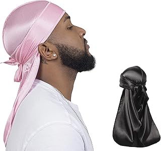 2 Pieces Silky Durag Pack for Men Women Waves, Premium Satin Deluxe Du-rag