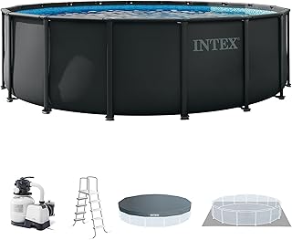 INTEX Ultra XTR 18 ft x 52 in Above Ground Pool Set, Round Swimming Pool with Steel Frame, 2100 GPH Sand Filter Pump, Ladder, Cover, & Ground Cloth