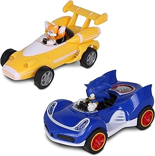 Sonic Transformed All-Stars Racing 2 Pack Pull Back Action: Tails and Sonic Hedgehog, Two Vehicles, Video Game Legends, No Batteries Required, Pull Back – Release - and Watch it go