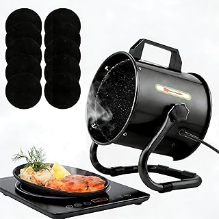 Portable Range Hood with 9 Activated Carbon Filters, Strong Suction Kitchen Exhaust Fan for Indoor BBQ, Hot Pot, RV & Desktop Cooking Black