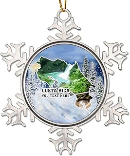 Costa Rica Ornament for Christmas Tree Costa Rica Landscapes Cityscape Custom Metal Snowflake Christmas Ornament Patriotic National Symbolic Christmas Tree Ornaments 3in