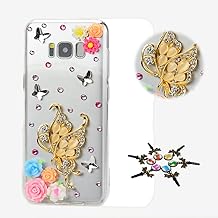 Sparkle Case Compatible with Samsung Galaxy J7 V/Galaxy J7 Perx/Galaxy J7 Sky Pro/Galaxy J7 2017 - Stylish - 3D Handmade Fairy Butterfly Girl Rose Flowers Crystal Cover -