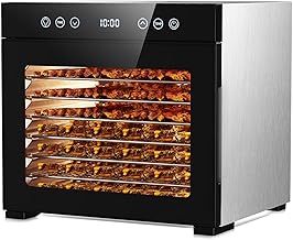 Food Dehydrator Machine, Powerful Food Dryer with 8 Stainless Steel Trays, Adjustable Temperature up to 167°F & 48-Hour Timer for Jerky, Fruits, Herbs - Includes Mesh Tray, Drip Tray & Recipe Guide
