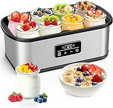 Yogurt Maker with 8 Glass Jars, Yogurt Maker Machine with Adjustable 1-48H Time & Temp Control, Make Healthy Yogurt with Full Probiotics
