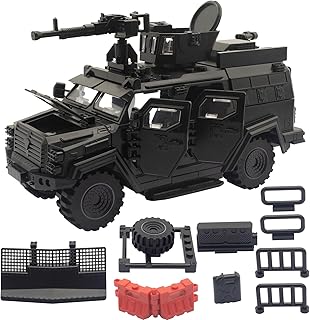 Military Vehicle Building Toy, Armored Vehicle Building Block Toy, Army Battle Brick, Military Car Model Toys for Age 6 7 8 9 10 11 12+, Accessories Compatible with Major Mini Figure (Black)