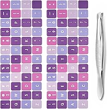 2pcs English Keyboard Stickers Laptop with Tweezer Universal Replacement English Laptop Keyboard Stickers Purple Background with White Lettering Sticker for PC Computer Desktop