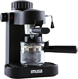 Electric Espresso Cappuccino Maker 4 Cup Capacity with Milk Frother Black Coffee Machine for Home Barista Experience