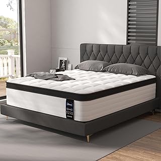 King Size Mattress, 14 Inch Hybrid King Mattress, Medium Firm Memory Foam & Pocket Springs, for Back Pain & Motion Isolation, Breathable Fiberglass-Free Colchones King Size in a Box