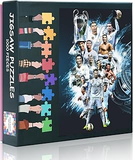 1000 Piece Cristiano Ronaldo Real Madrid Jigsaw Puzzle Soccer Legend Iconic Celebration, CR7 Wall Art Collector's Premium Edition Puzzle 27.5x19.7 Inch