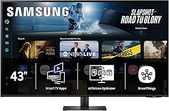 43” Smart Monitor M7 (M70F) 4K UHD Display, Samsung Vision AI, Smart TV Apps, Gaming Hub, USB-C, HDMI and USB-A, Black, LS43FM702UNXZA, 2025