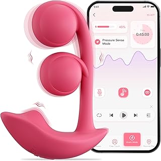 HoneyPlayBox Melody G spot Vibrator Couples Sex Toys, 3 in 1 Wearable Dual Orb Clitoral Vibrators APP Remote Control Long Distance Adult Sex Toys & Games with 9 Vibrating Modes, IPX7 Waterproof,Red