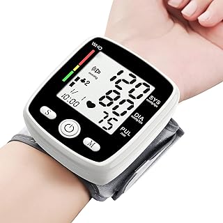 Blood Pressure Monitor Digital Wrist BP Machine Automatic BP Cuff (5.3 to 7.7 in) with 2 Users 180 Memory Voice Large LCD Display Adjustable Cuff USB Charging Carrying Case, Black